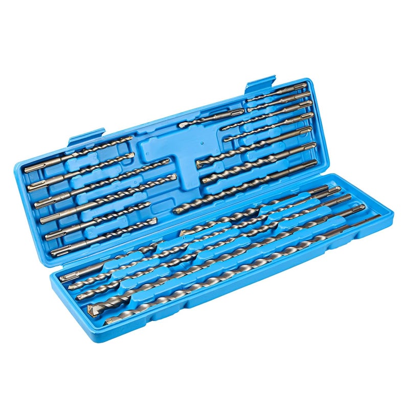 YOSIGHT 20Pcs Rotary Hammer Drill Bits and Chisel Set, SDS-Plus Shank Carbide - Tipped Drill Bits and Chisels with Storage Case, Tools for Concrete Brick Stone and Other Masonry Construction Materials - Image 1